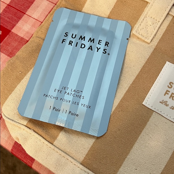 Summer Fridays Striped Canvas Tote with Limited Edition Birthday Lip Set - Picture 3 of 4